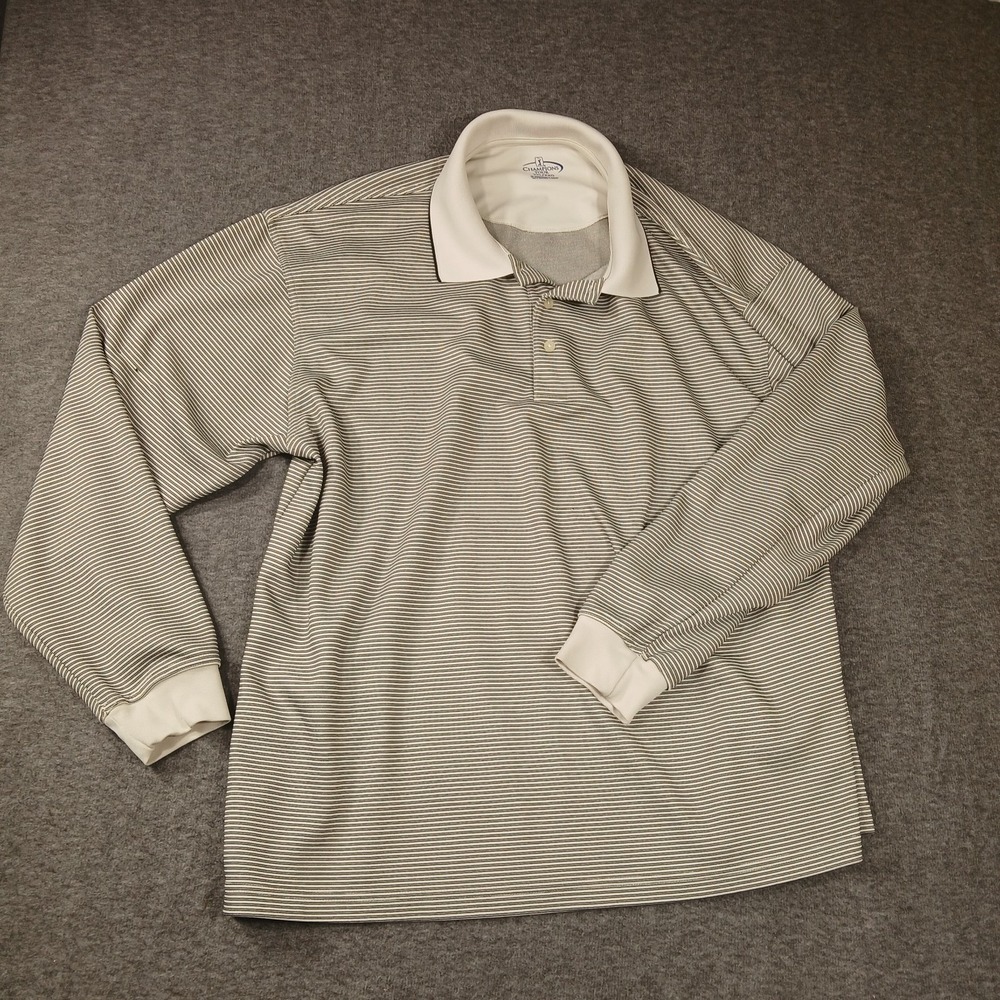 Champion's Tour Men's Polo Golf Size XXL Black White Striped‎ Long Sleeve